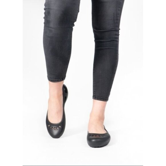 Crocs Womens Black Kadee Slingback Lightweight Casual Basic Flats Shoes Sz 8 145 - Picture 2 of 11